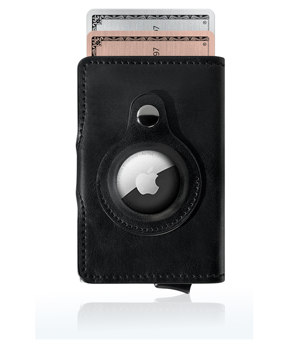 AirTag Trackable Aluminum Wallet | RFID Blocking | Holds 1-16 Cards | Money Clip / Matte Black