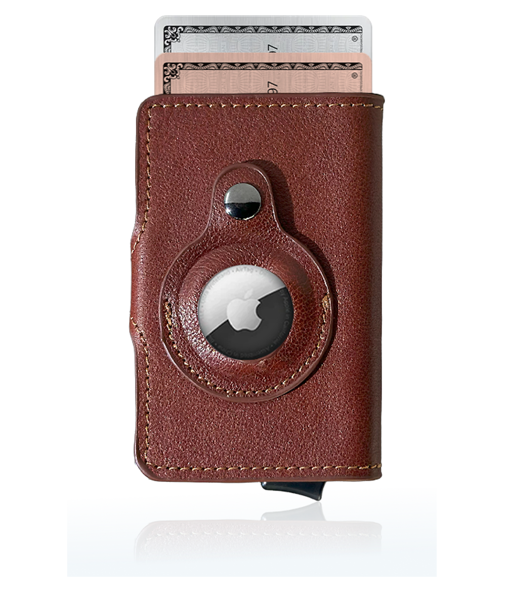 Personalized Minimalist Apple AirTag Trackable Full Grain 