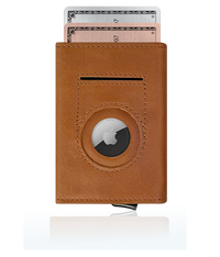 Thumbnail for Front Face Brown Leather Wallet Tevel With Aluminum Casing