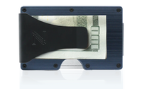 Thumbnail for Back of Blue Aluminum Brushed Wallet With Cash Clip