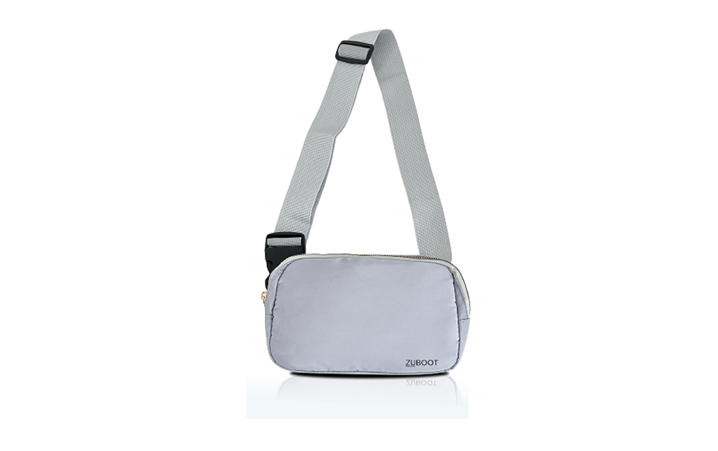 Grey Crossbody Sling Bag Lyra With Zipper and Adjustable Strap
