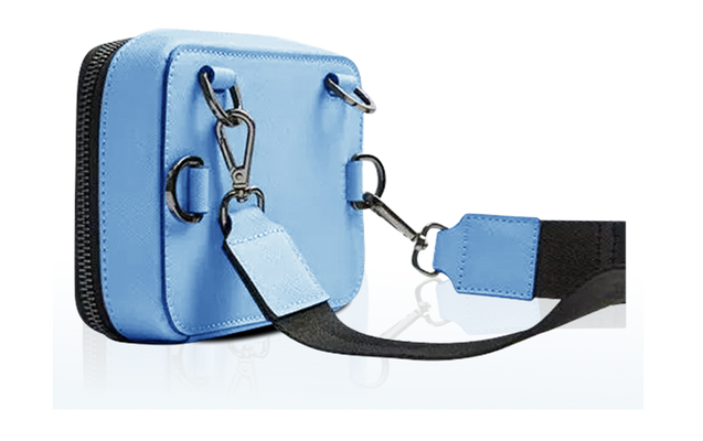 Blue Crossbody Sling Bag with Multiple Strap Attachments