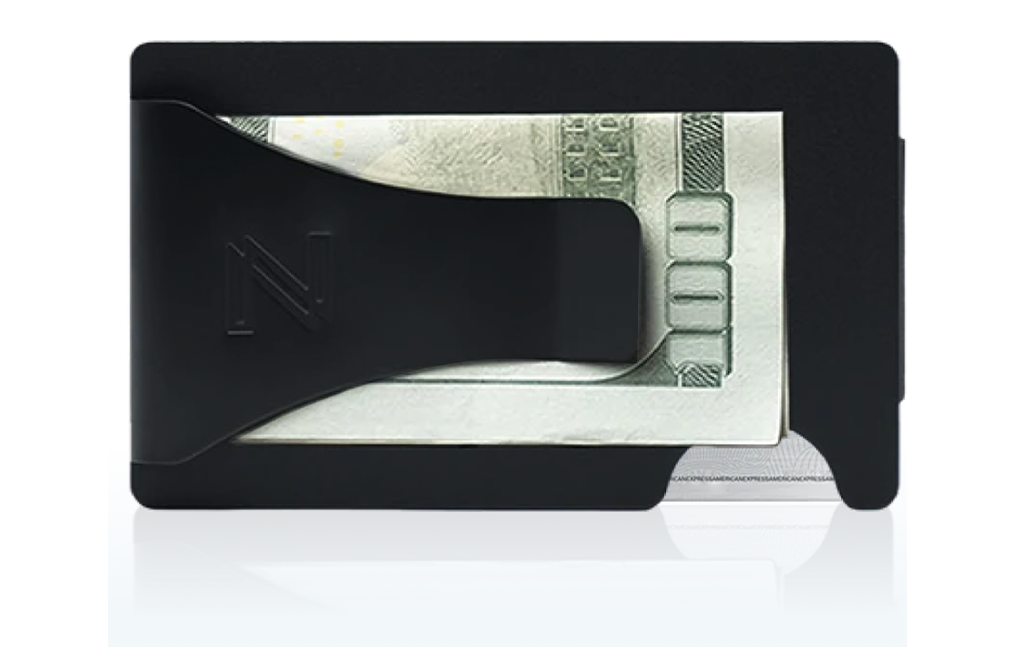 Back of Black Aluminum Wallet With Cash Clip
